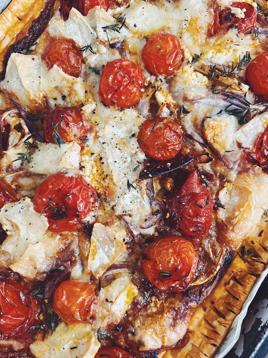 Goat's Cheese & Roasted Cherry Tomato Tart The Tipsy Kitchen