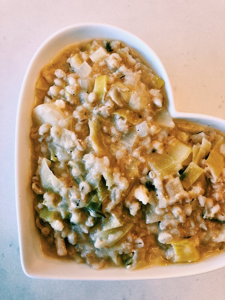 Leek and Goat's Cheese Barley Risotto